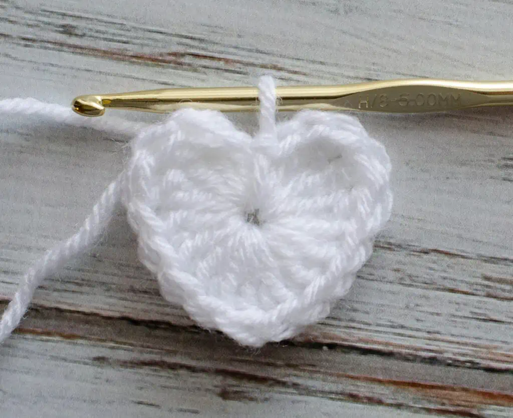 white crochet heart