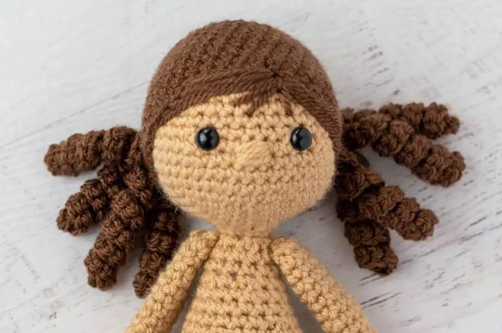 Close up of Crochet Doll Facial Features
