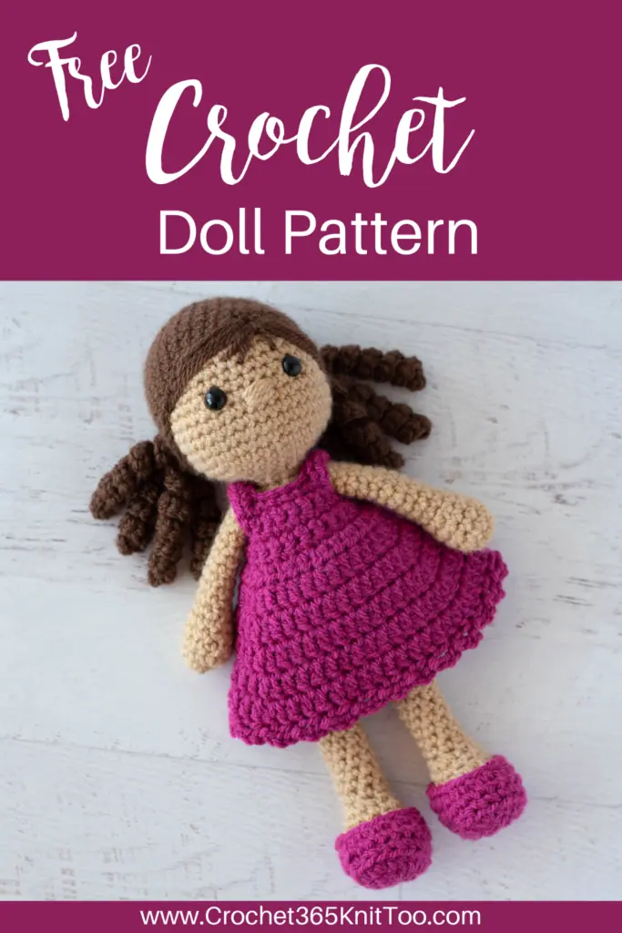 Pin image of crochet doll in pink dress