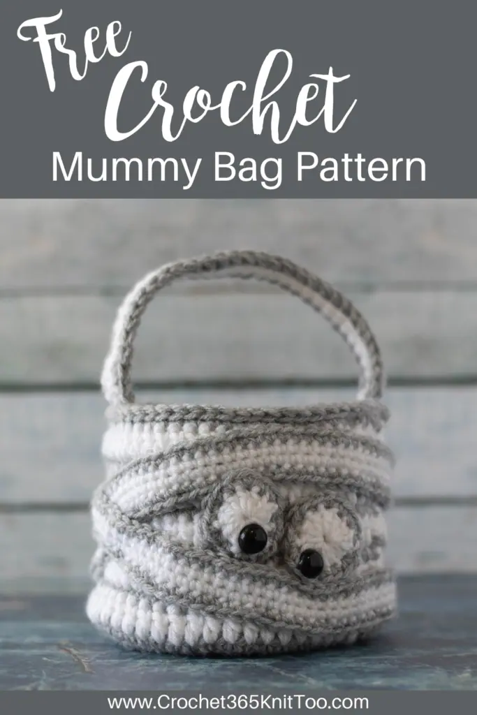 Image of a crochet mummy treat bag