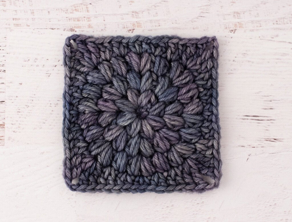 Blue crochet floral granny square