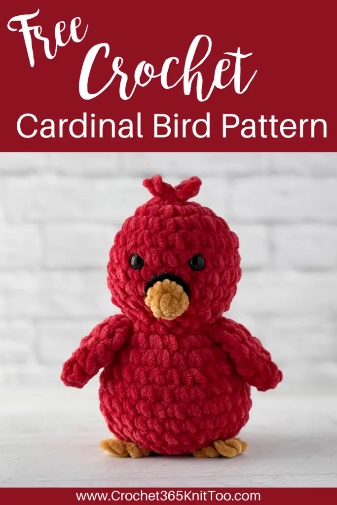 Image of red crochet bird