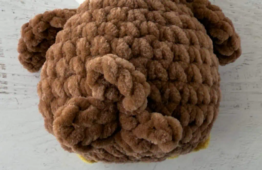 crochet eagle tail feathers in brown yarn