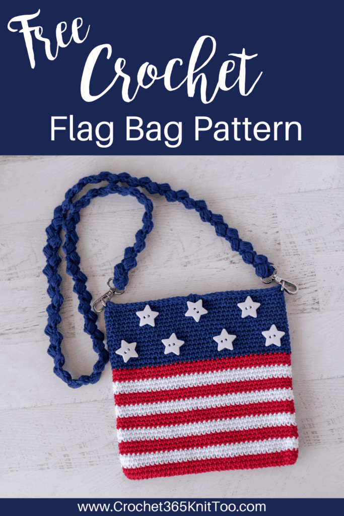 Image of a crocheted purse with stars and stripes.