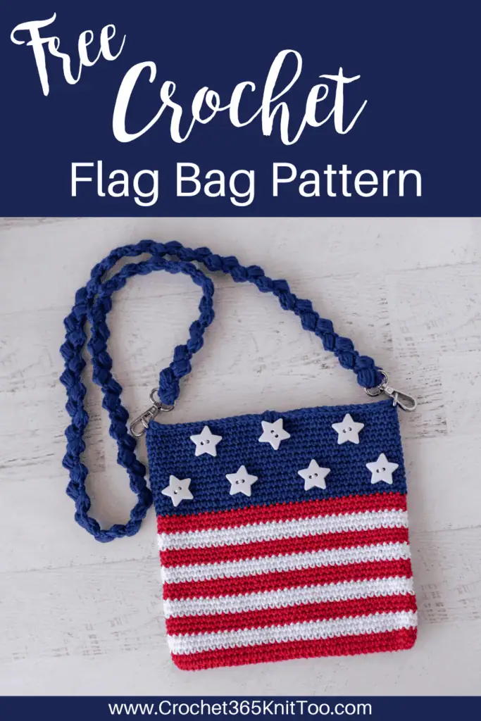 Image of a crocheted purse with stars and stripes.