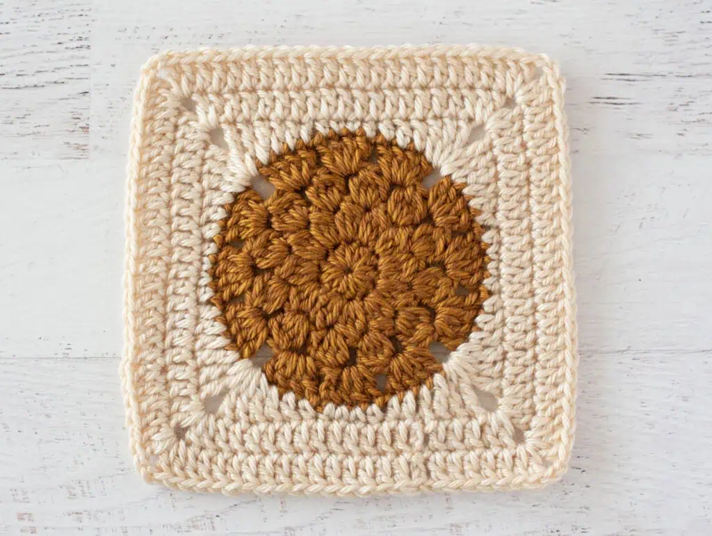 gold and cream crochet afghan square