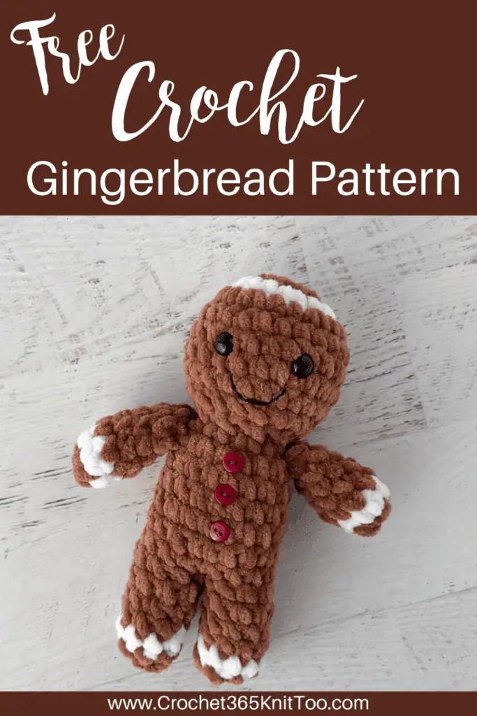 Image of crocheted gingerbread man pin