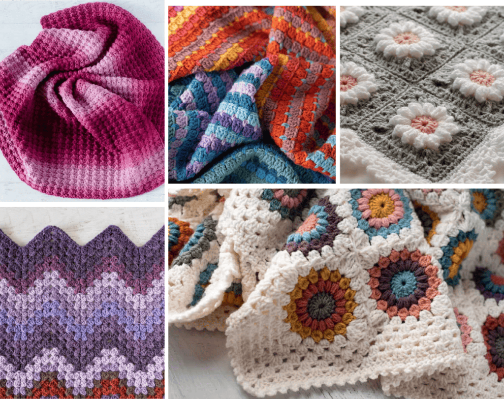 Collage of crochet blankets