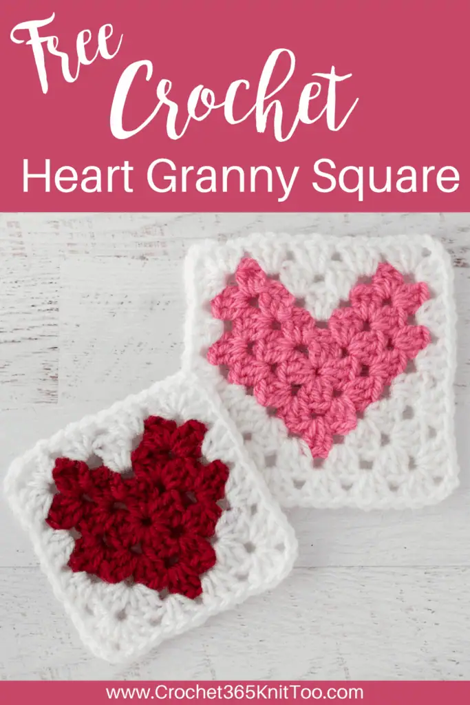 Two heart granny squares on an image