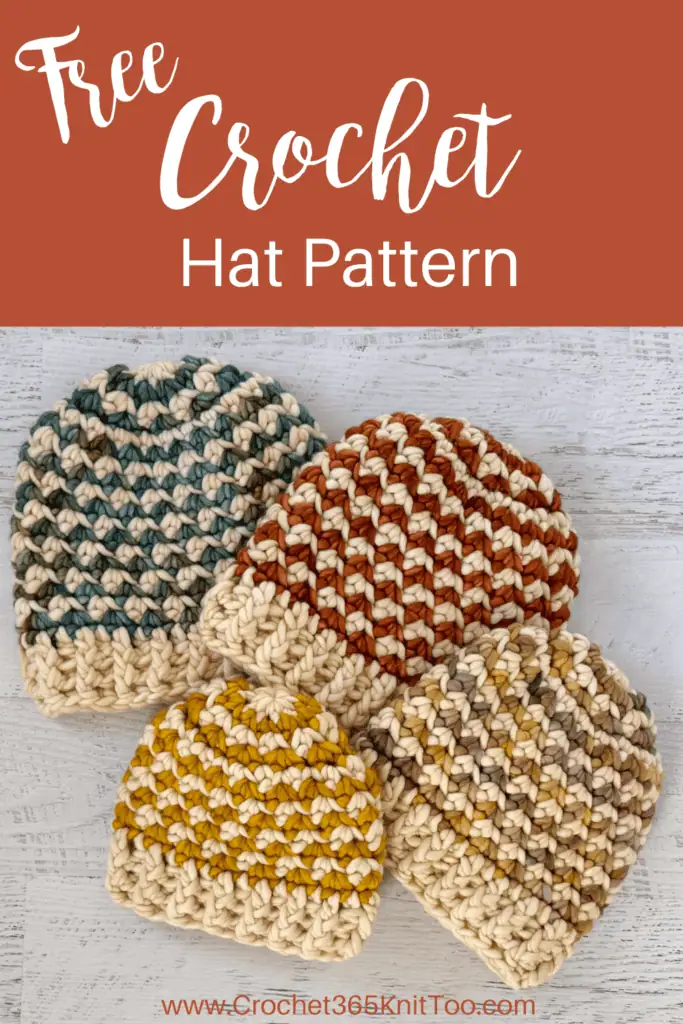 Image of colorful crochet beanies