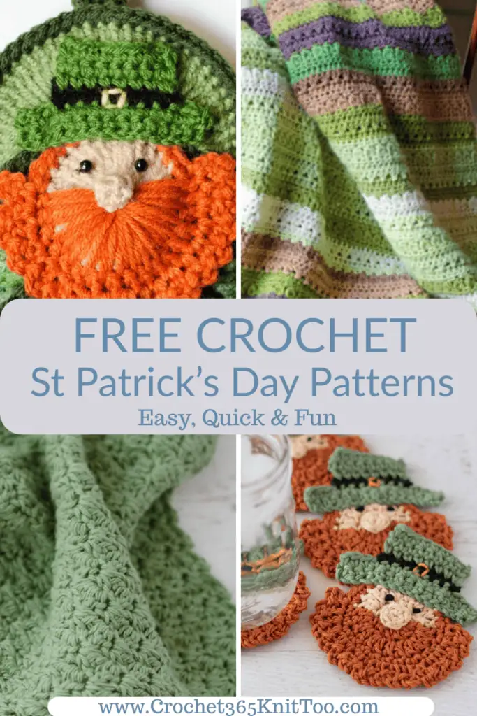 Collage of Leprechaun and Green crochet patterns