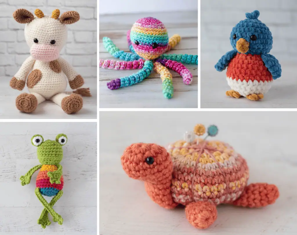 Collage of crochet animals