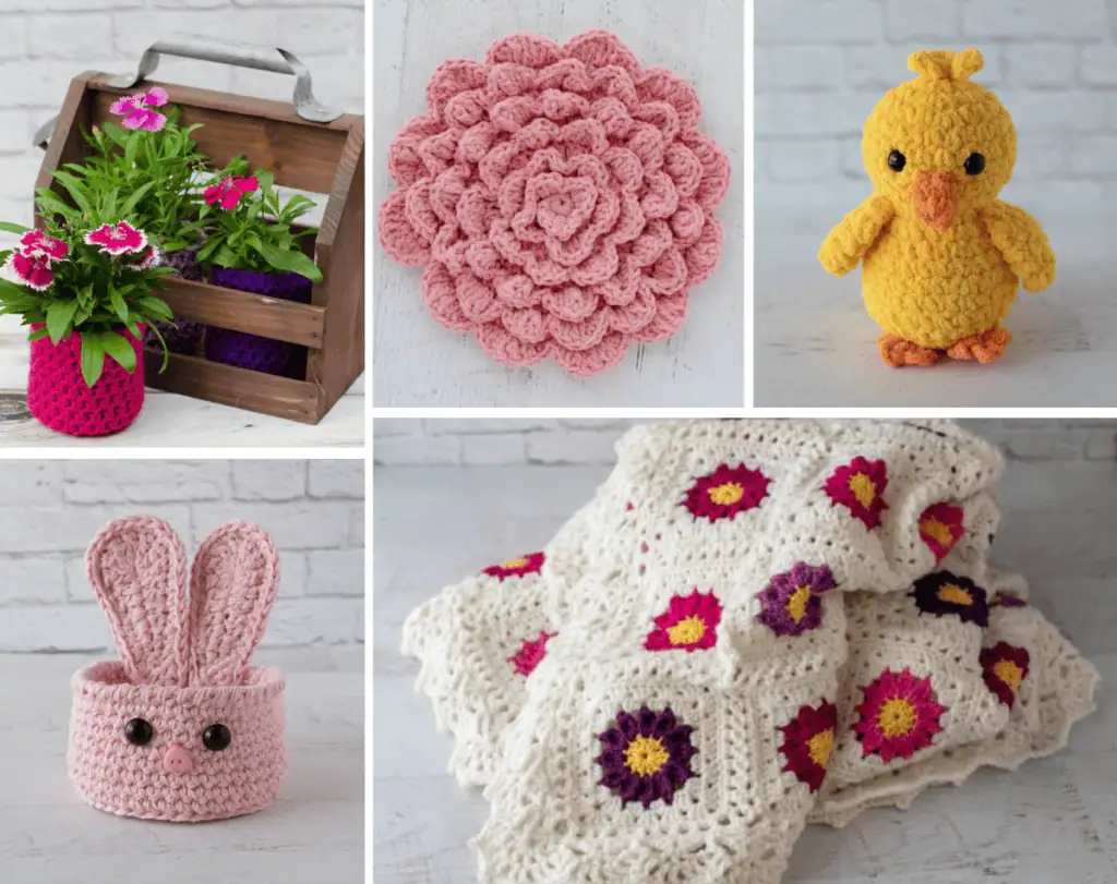 Collage of spring crochet patterns