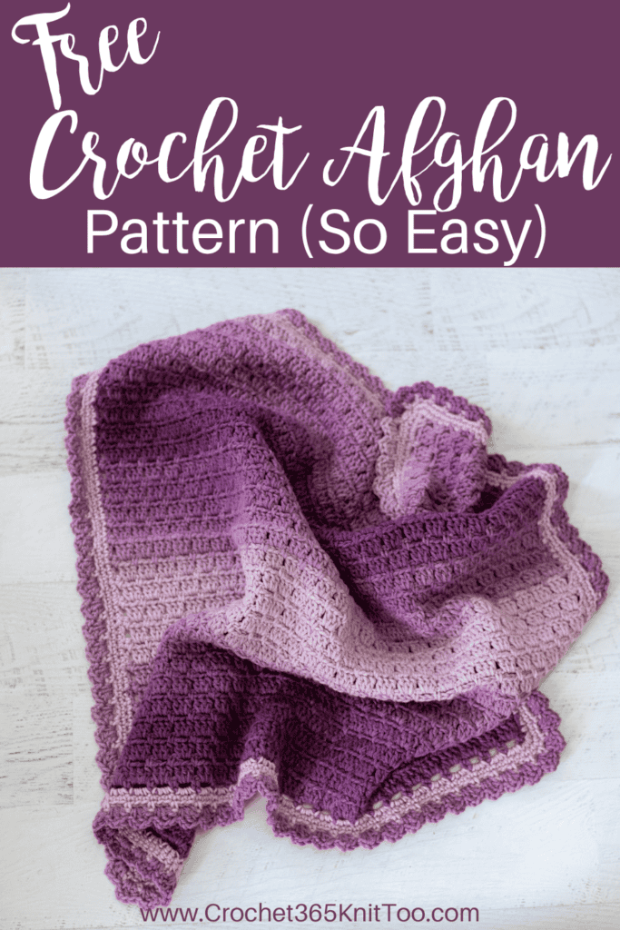 Image of Crochet baby afghan in purple variegated yarn
