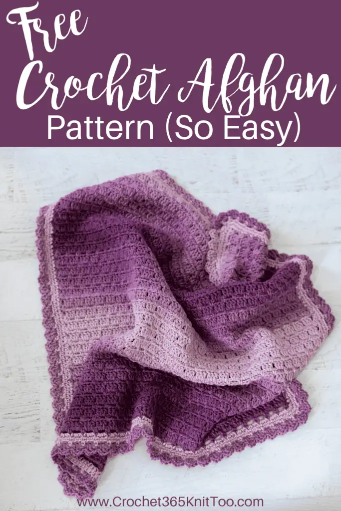 Image of Crochet baby afghan in purple variegated yarn