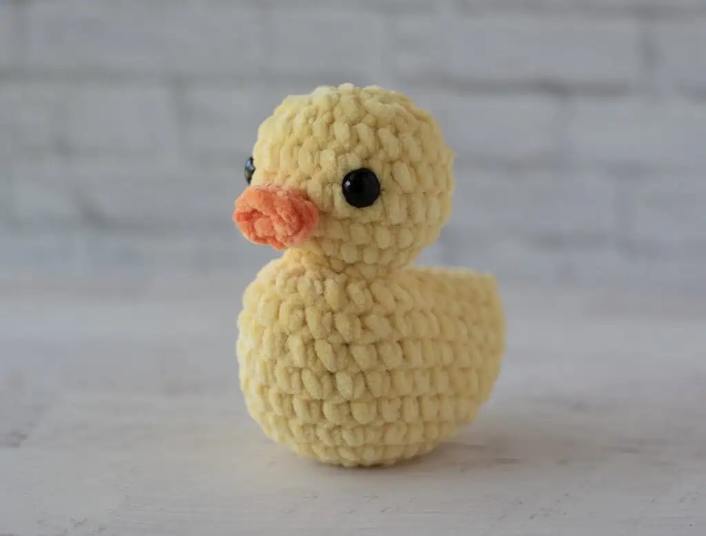 Straight shot of crochet rubber duck