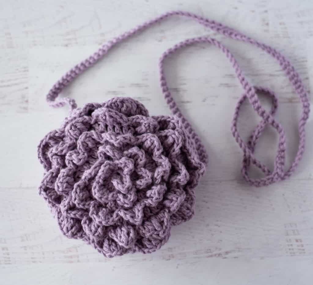Purple floral crochet market bag