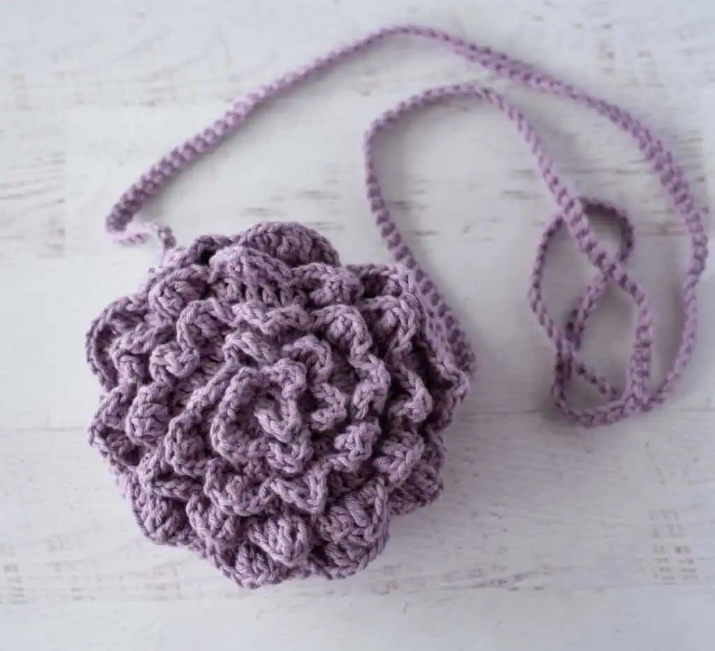 Purple floral crochet market bag