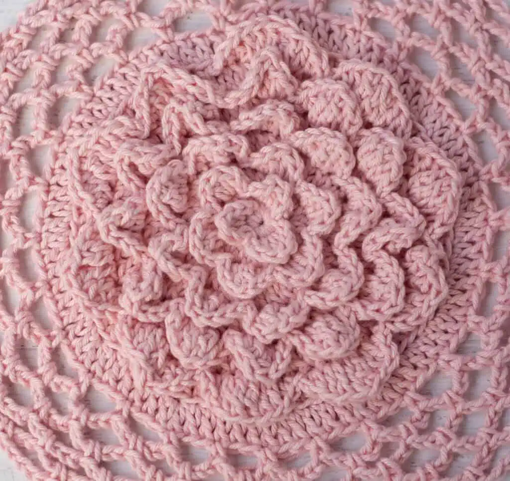 Pink crochet Market Bag in Progress