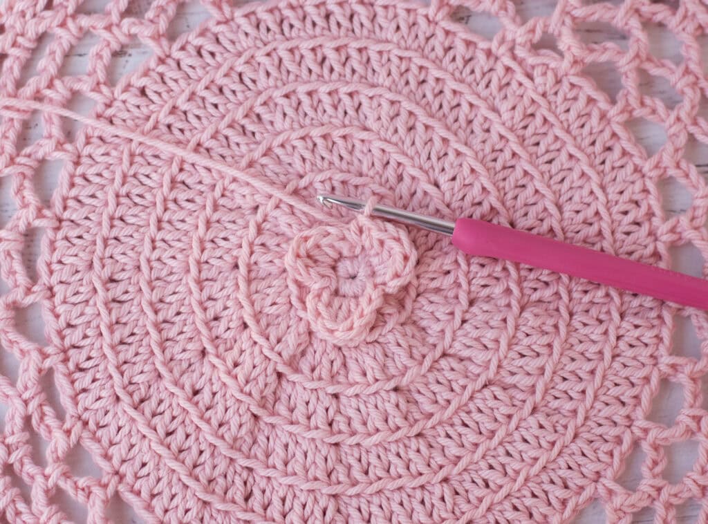 Pink crochet Market Bag in Progress