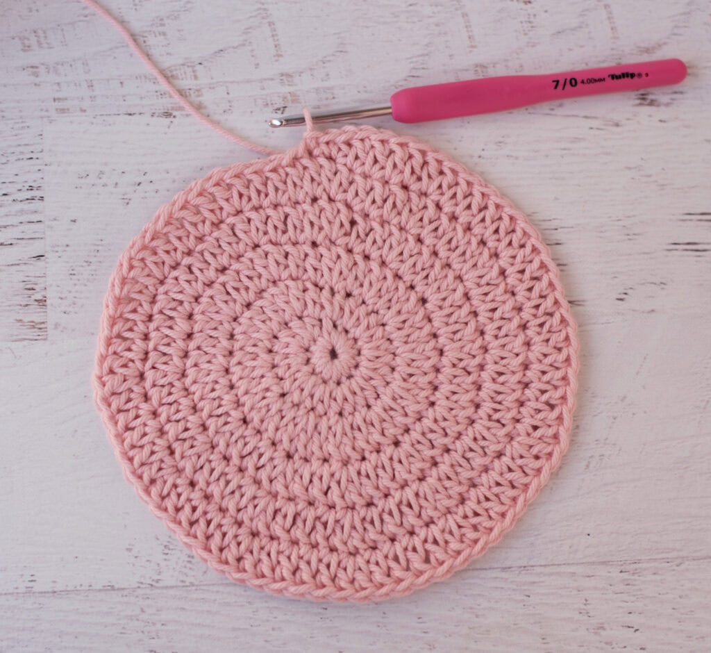 Pink crochet Market Bag in Progress