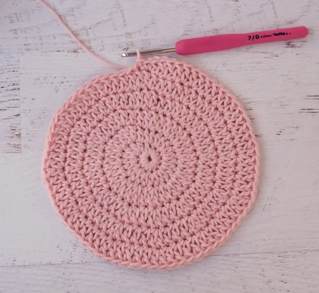 Pink crochet Market Bag in Progress