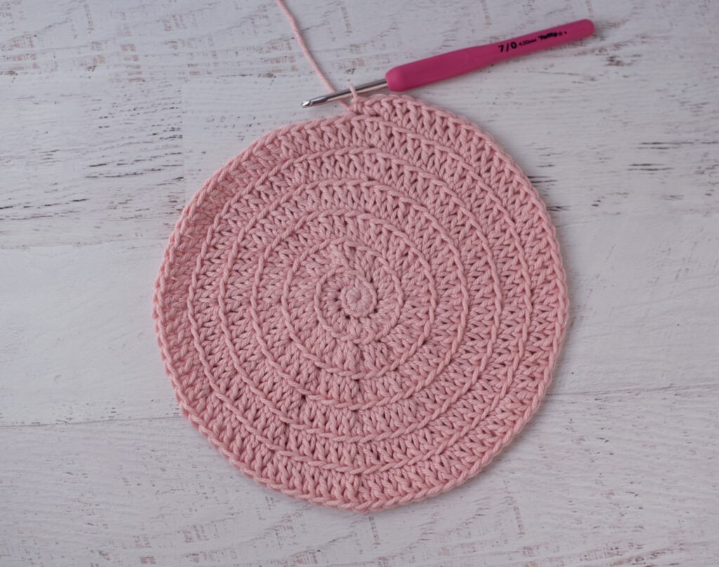 Pink crochet Market Bag in Progress