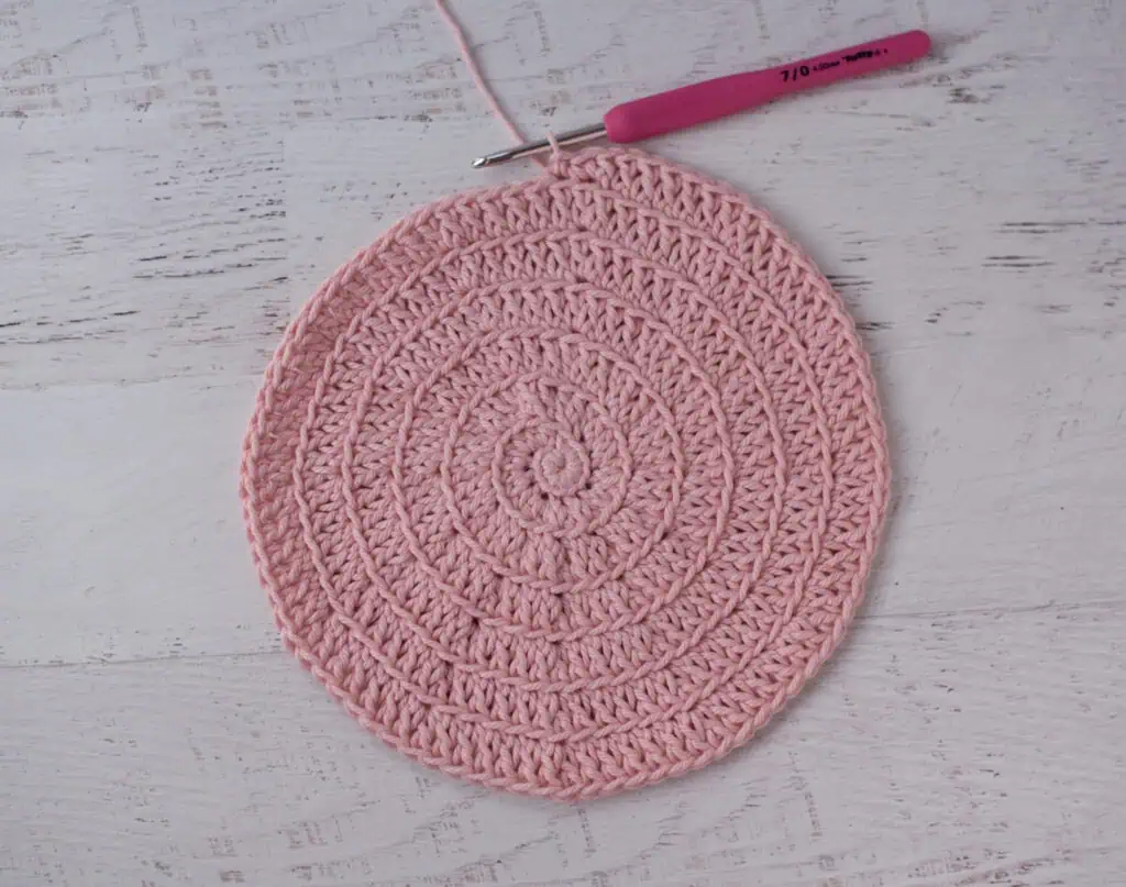 Pink crochet Market Bag in Progress