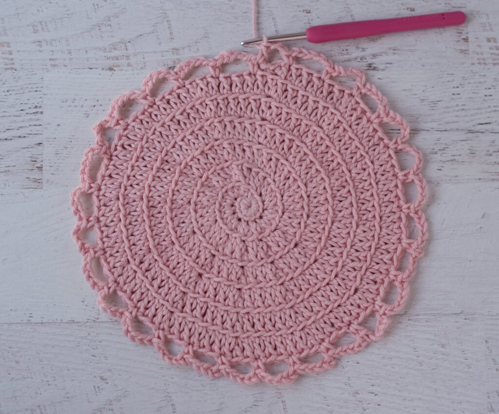 Pink crochet Market Bag in Progress