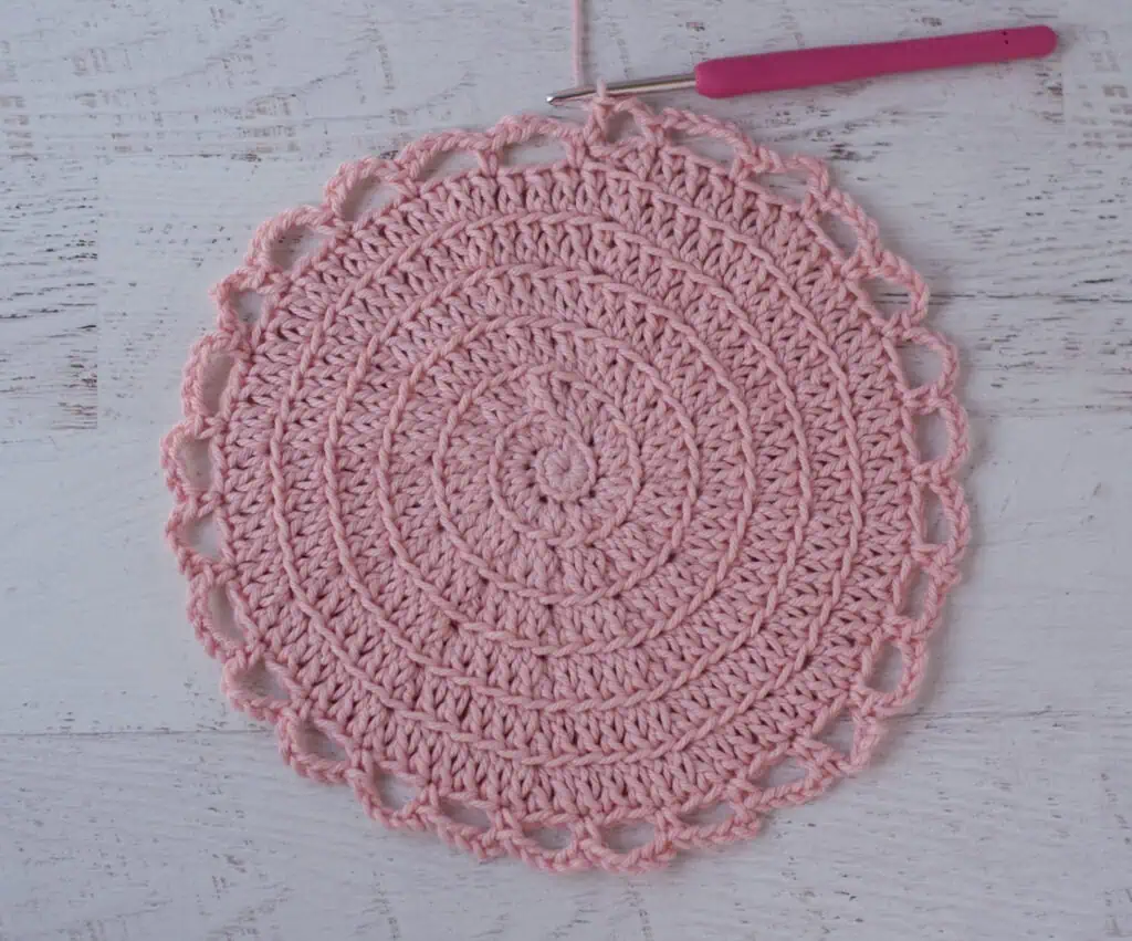Pink crochet Market Bag in Progress