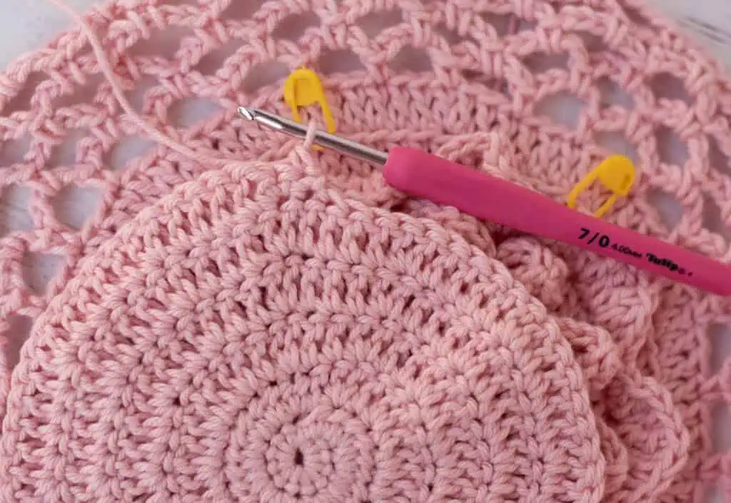 Pink crochet Market Bag in Progress