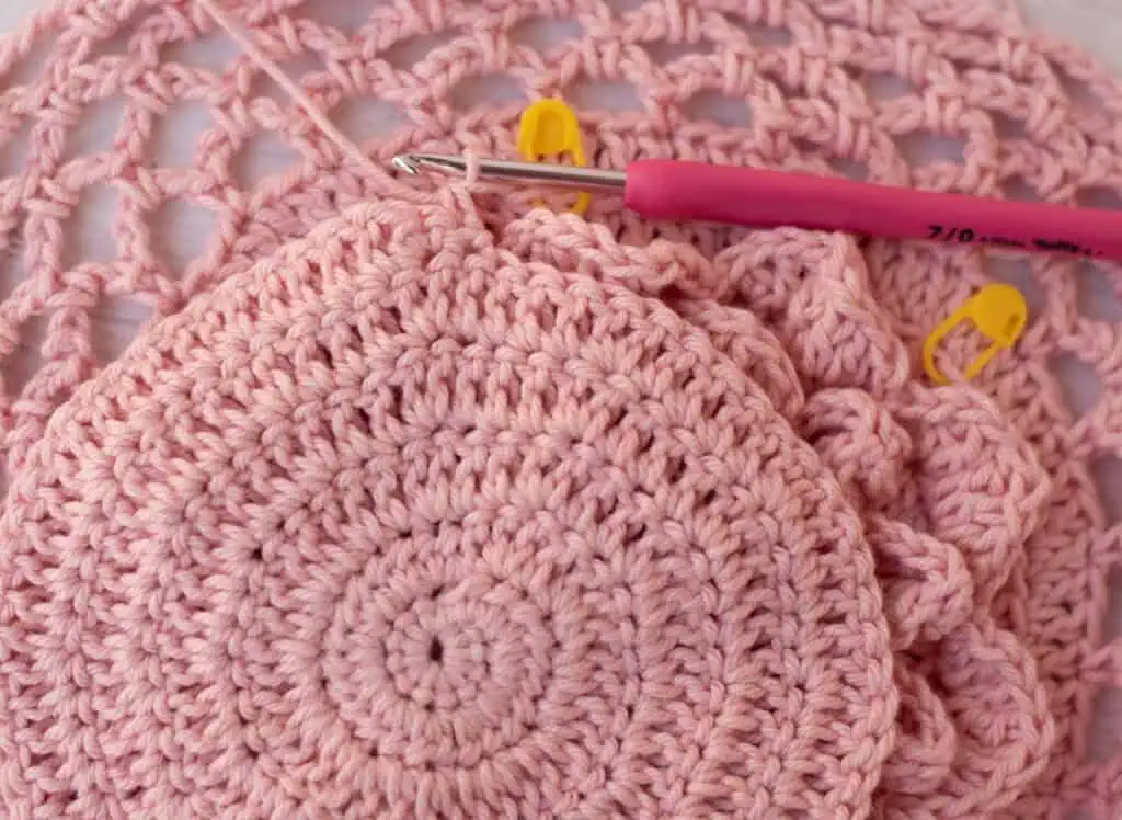 Pink crochet Market Bag in Progress