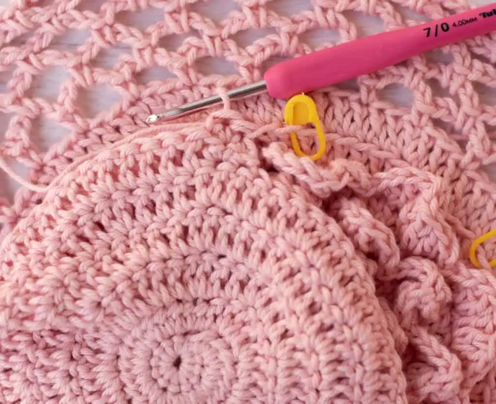 Pink crochet Market Bag in Progress