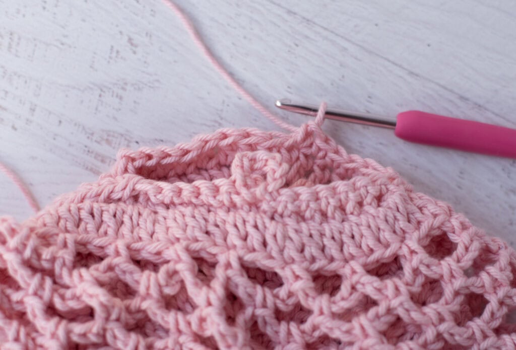 Pink crochet Market Bag in Progress