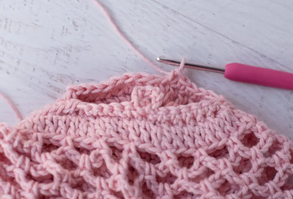 Pink crochet Market Bag in Progress
