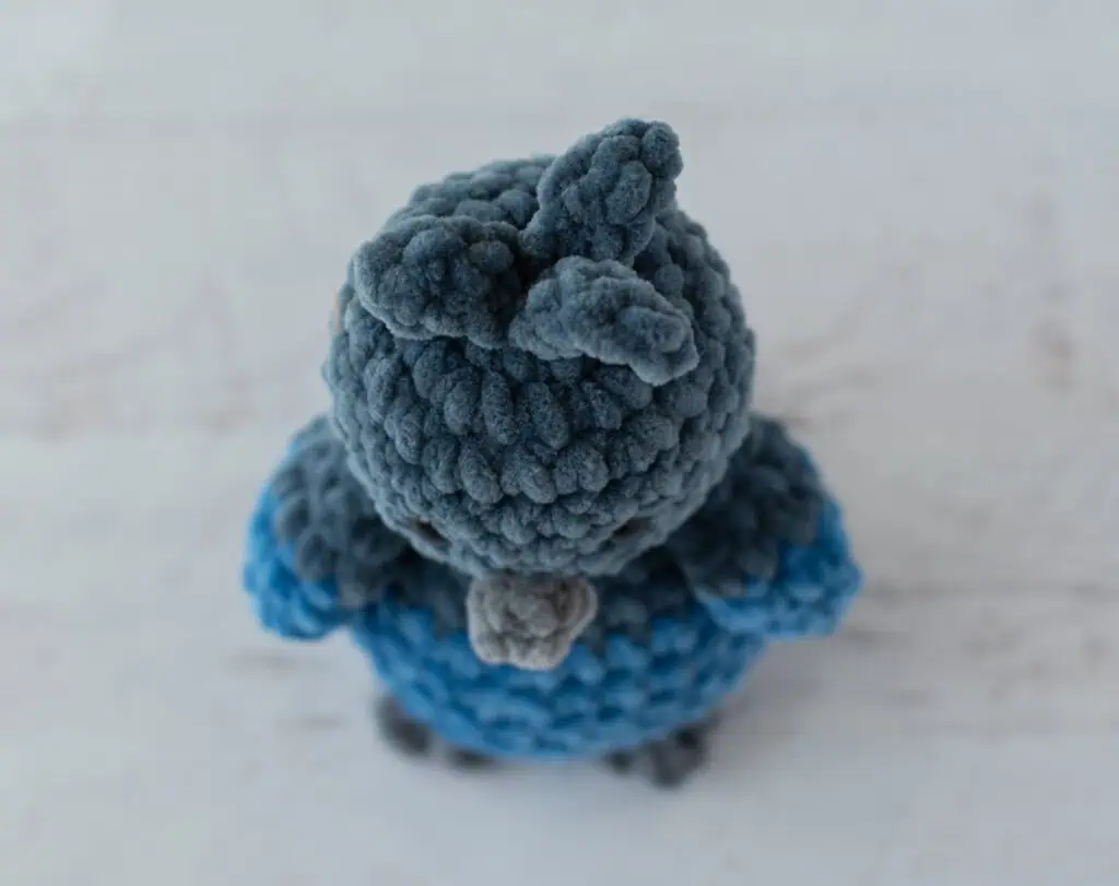 Crochet Stellers Jay Bird from top