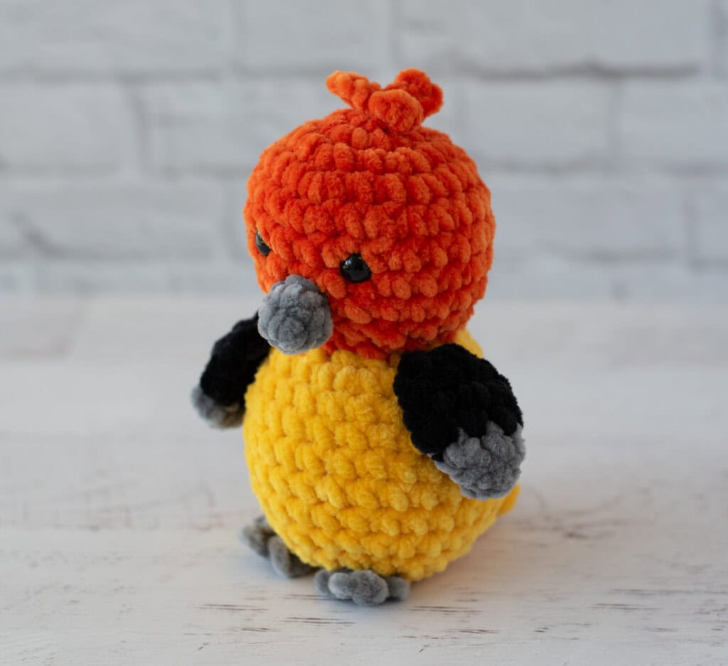 Crochet Western Tanager Bird from angle
