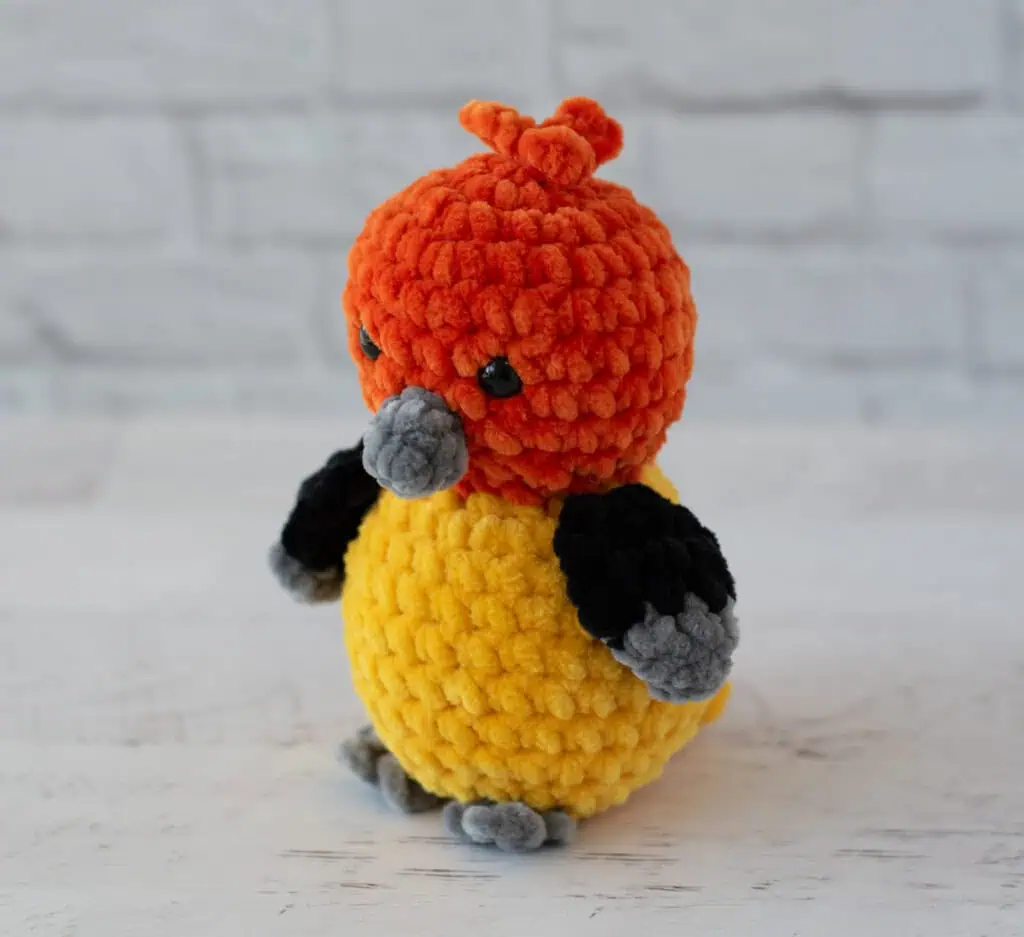 Crochet Western Tanager Bird from angle