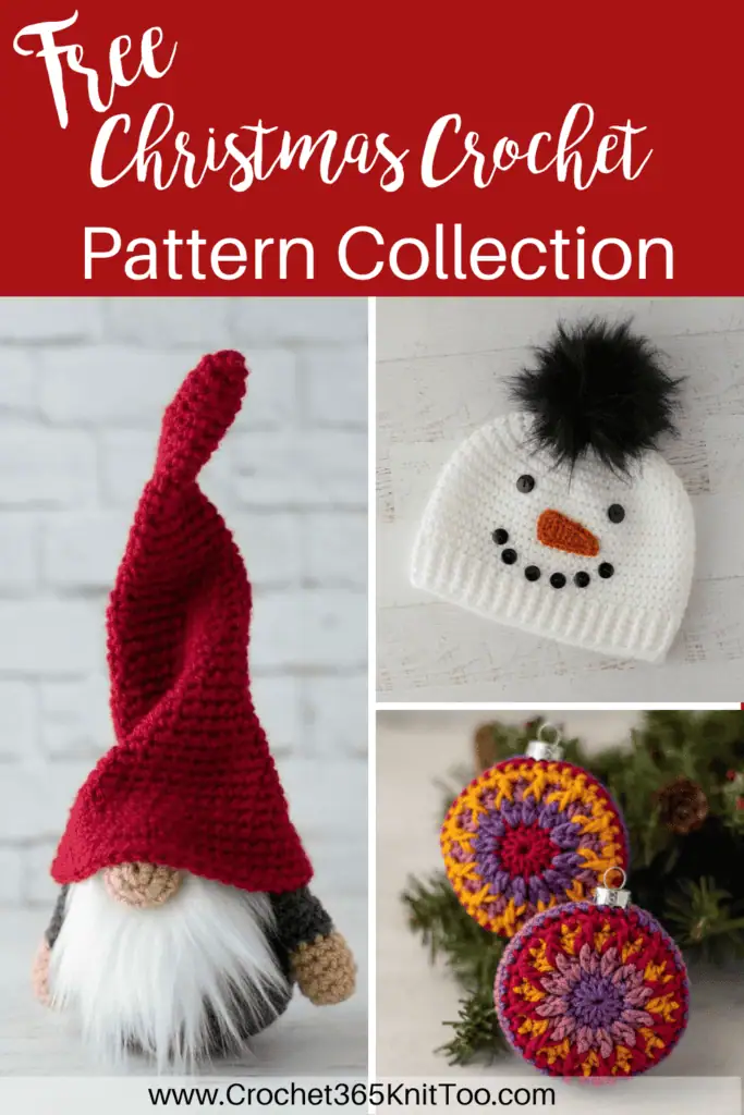 Collage image of Christmas themed crochet projects